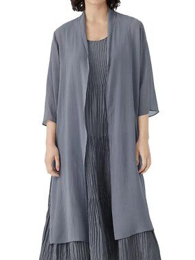 Eileen Fisher Sheer Silk Georgette High Collar Jacket MP